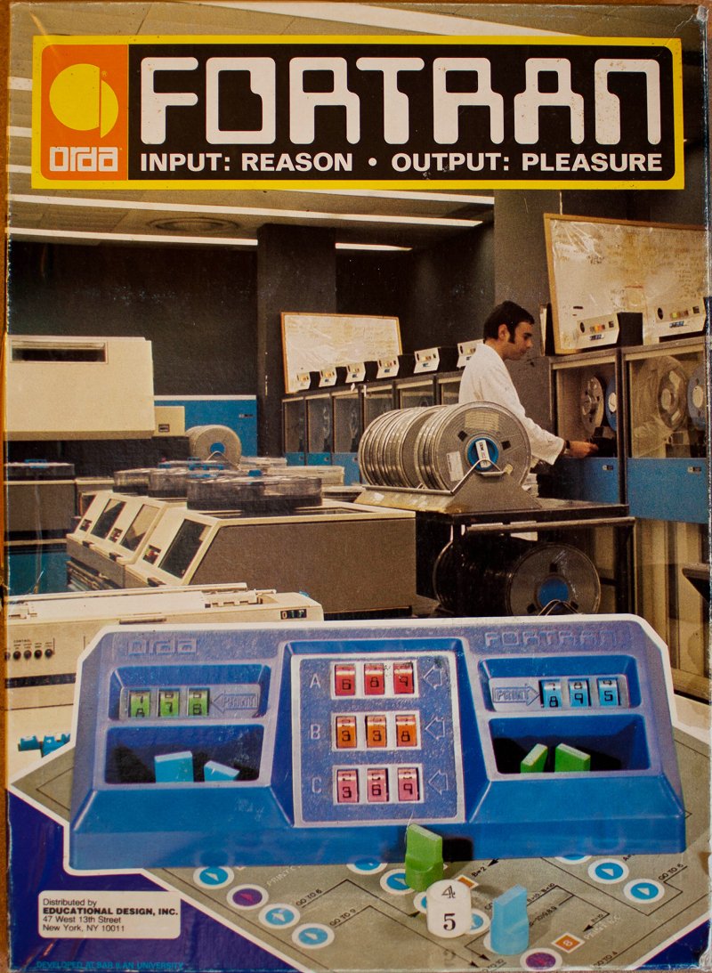 Photo of the front of the "Fortran: The Board Game" box.