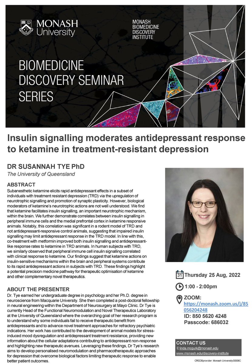 Claire Foldi (@clairefoldi) on Twitter photo Looking forward to virtually hosting <a href="/TyeLab/">TyeLab</a> from <a href="/QldBrainInst/">Queensland Brain Institute, UQ</a> tomorrow, next up in the <a href="/MonashBDI/">Monash Biomedicine Discovery Institute</a> seminar series! Join us on Zoom (link in flyer 👇🏼)! Looking forward to virtually hosting <a href="/TyeLab/">TyeLab</a> from <a href="/QldBrainInst/">Queensland Brain Institute, UQ</a> tomorrow, next up in the <a href="/MonashBDI/">Monash Biomedicine Discovery Institute</a> seminar series! Join us on Zoom (link in flyer 👇🏼)!