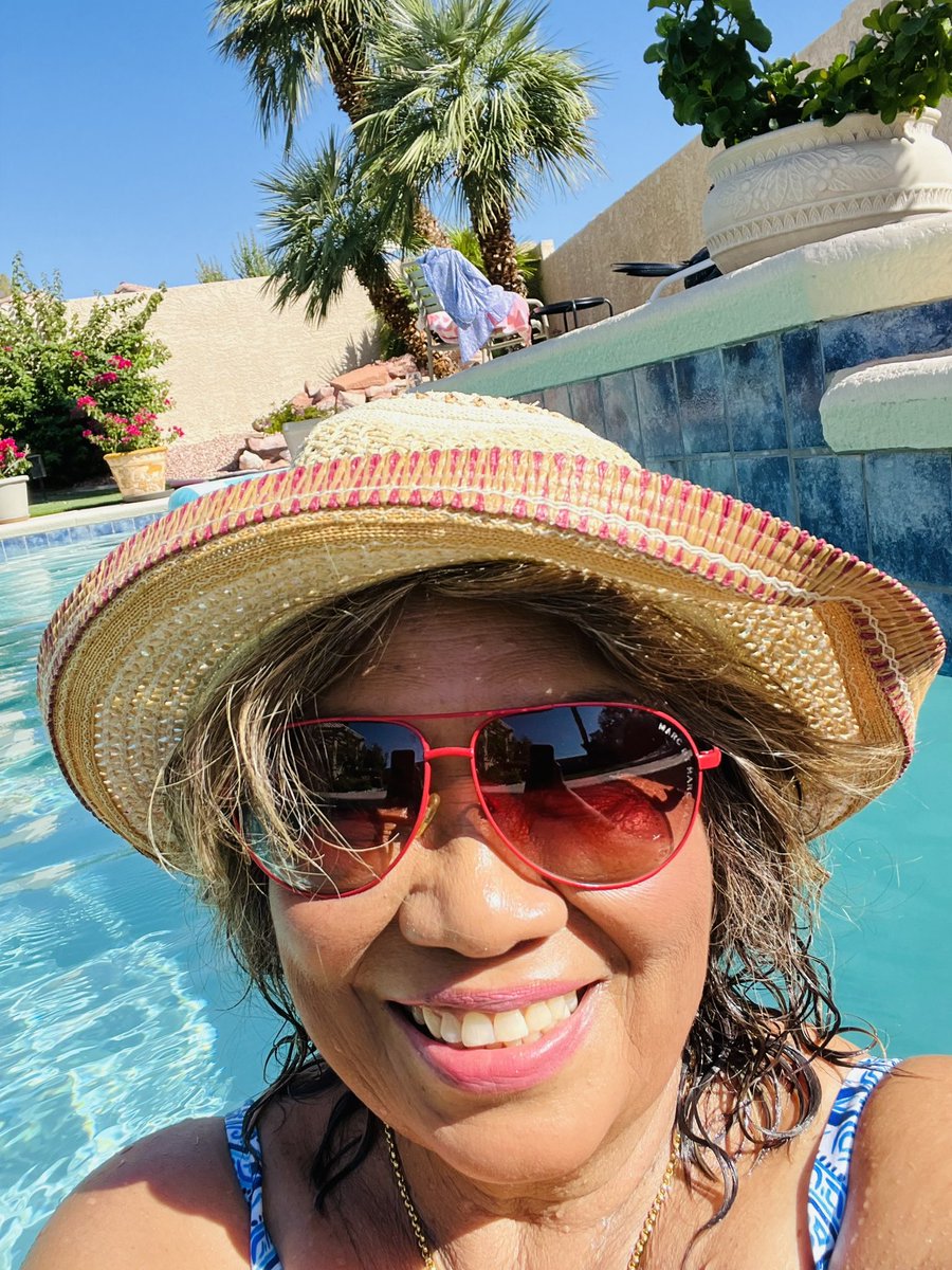 chernorris's tweet photo. @LindaPeters64 A2. Life in the pool in my backyard is
fantastic my favorite way to cool off #Summer 
#sunnyvegas  #hot 🥵 #moredayslikethis 🏊‍♀️ #TRLT https://t.co/BnkVlph51R