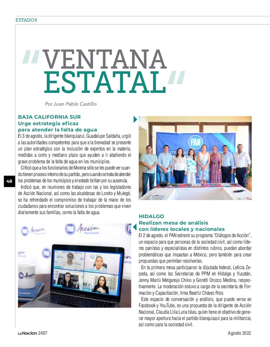 PAN_Hgo's tweet image. En el número 2487 de la @RevistaLaNacion se destaca parte del trabajo que el #PANHidalgo realiza para hacer un partido aún más transparente y abierto. Gracias a la editorial por la difusión. 🔵⚪