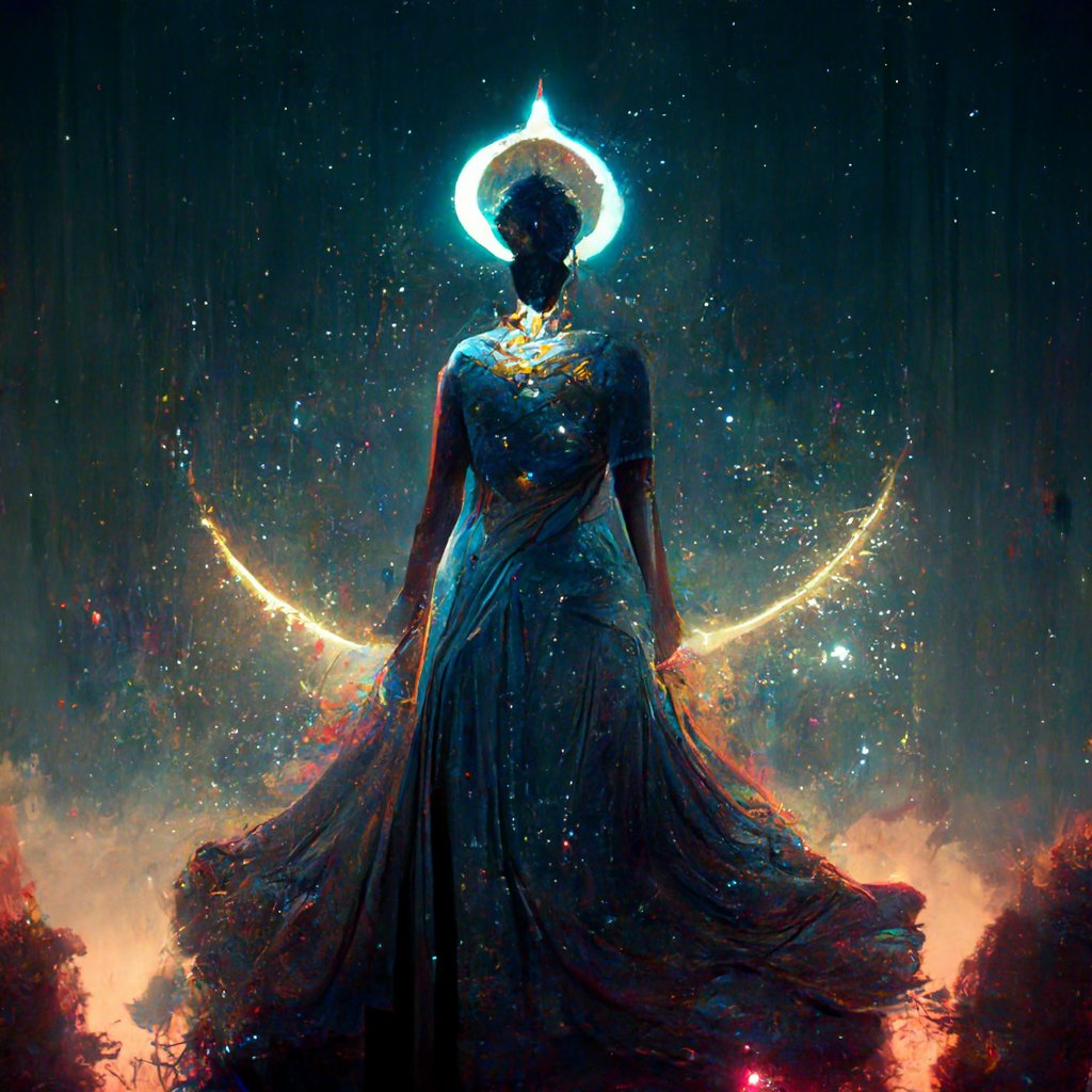 /imagine A goddess with control of the stars in ultra HD -
