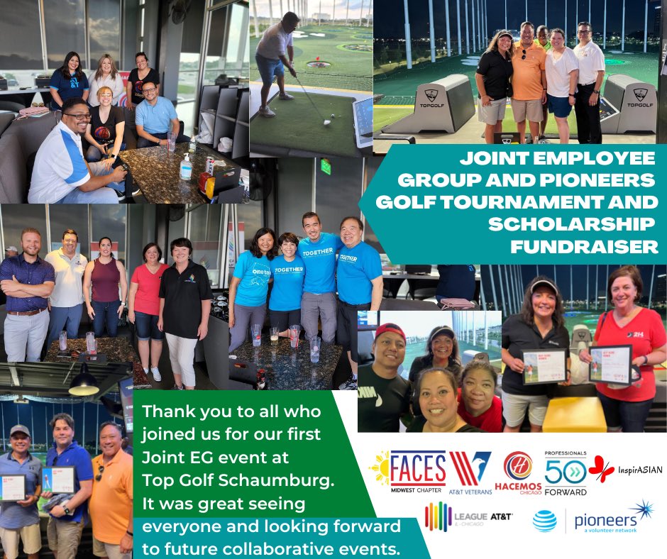 FACES_Midwest's tweet photo. Our first Joint EG and Pioneers event was a success!! ⛳️ Thank you all who participated or donated to our scholarship fundraiser.  Can’t wait for the next joint event!! #facesmw #attimpact #attveterans #inspirasian #leagueatatt #attpioneers #p50f #hacemos #faceseg https://t.co/rMGTx2GsUp