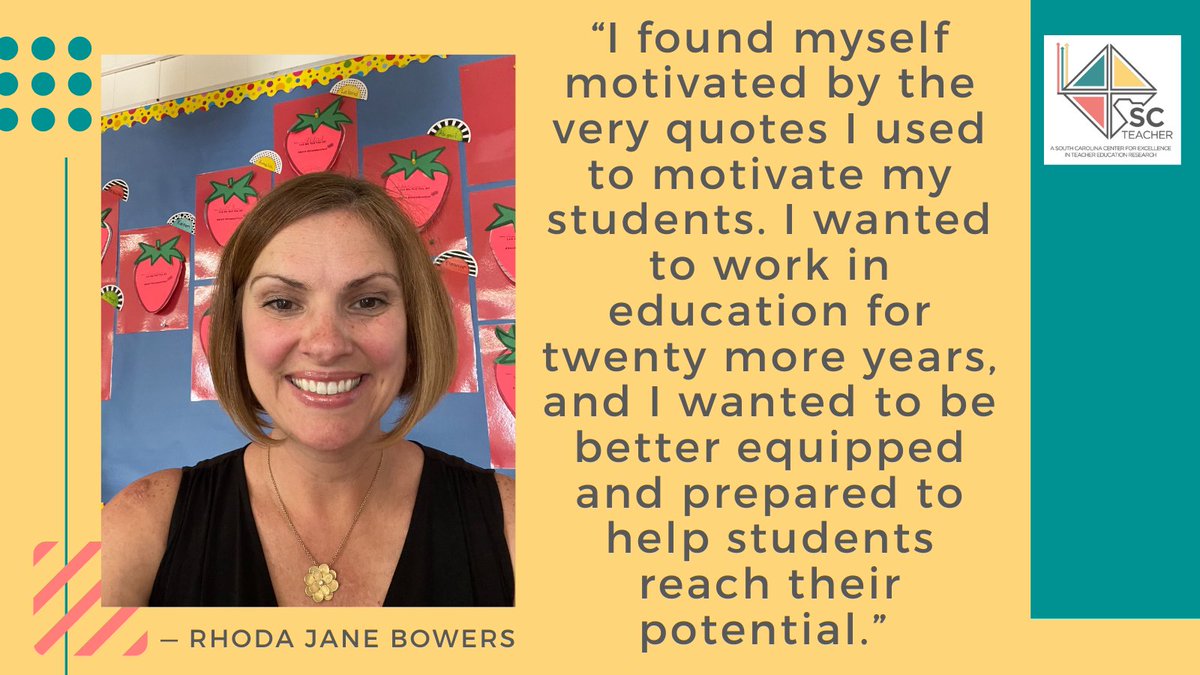 SCTEACHERtweets's tweet photo. β...there are options for certification. I encourage you to explore the possibilities,β urges Rhoda Jane Bowers, an #altcert #educator who shares her journey to the classroom in this NEW story: https://t.co/MngAgYJLss. @RichlandOne @ColumbiaKoala #BacktoSchool2022 #SCTeacherData https://t.co/8XMhsnJe11