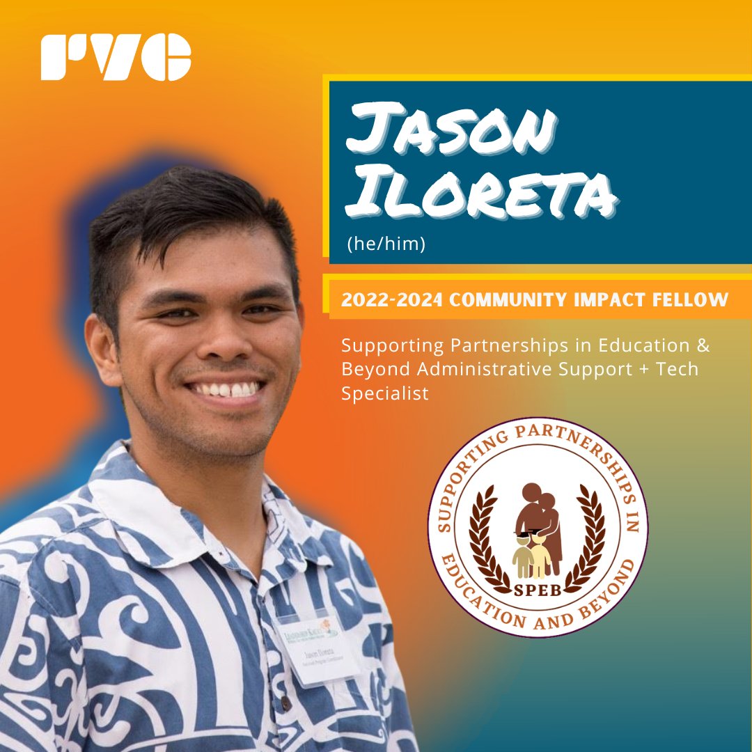 RVCorg's tweet photo. ✨ Meet Community Impact Fellow, Jason Iloreta (He/Him)! Jason is working with our Partner, Supporting Partnerships in Education &amp; Beyond."...I always leave with my heart full &amp; mind churning with how I can show up better in my job and in this work towards collective liberation." https://t.co/yr5qIedG0m
