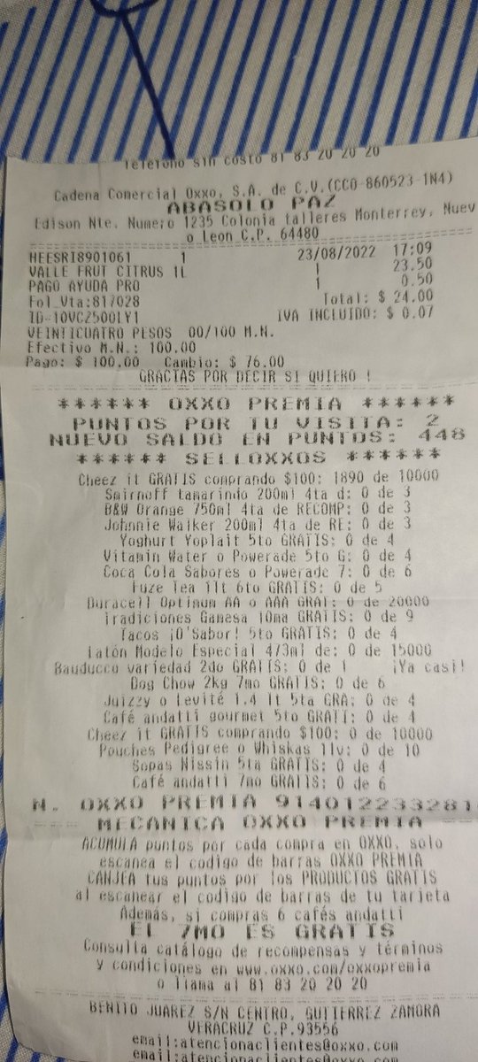 chava_01's tweet photo. @OXXO_Escucha @Tiendas_OXXO @AtencionProfeco van 3 veces que he comprado en las tiendas y en automático los cajeros me redondean la cantidad sin preguntar, solo me dicen la cantidad en pesos sin centavos https://t.co/WpS3dWY5CG