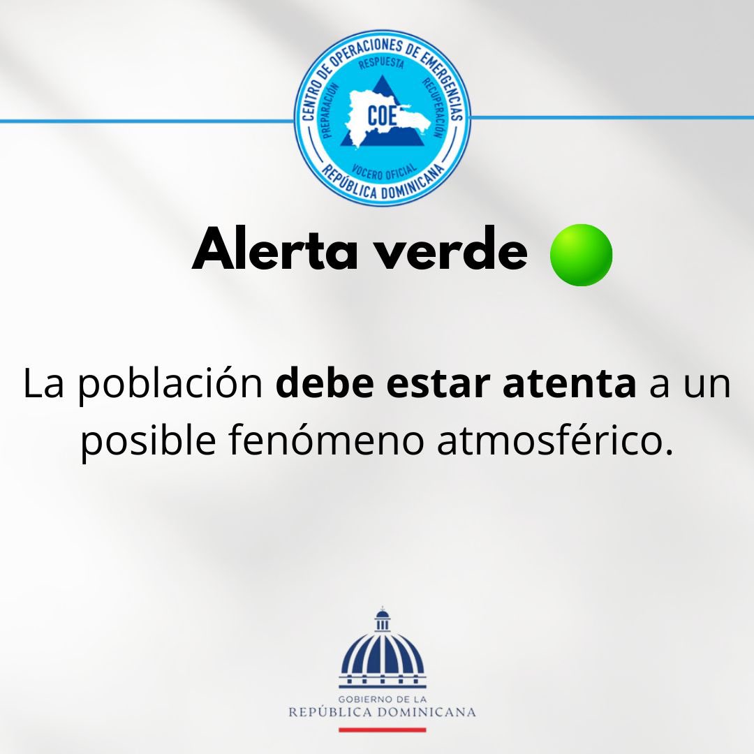 COE_RD's tweet photo. ¿Aún no conoces los significados de las alertas que emitimos🟢🟡🔴? 

Al deslizar te explicamos https://t.co/hv9LeesyCX