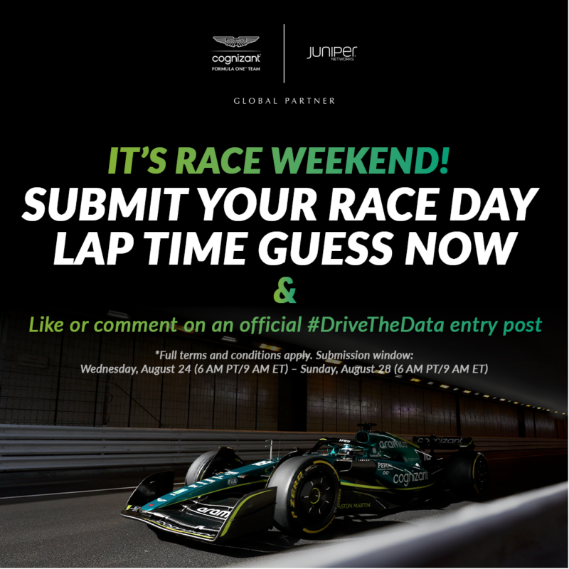 HPE_Networking's tweet photo. The #F1 summer break is over, which means we're back to #DriveTheData with @AstonMartinF1!

Submit your fastest race day lap time guess for a chance to win a signed cap from the man, the myth, the legend himself, Sebastian Vettel (#SV5), before he retires. 🔥 #BelgianGP