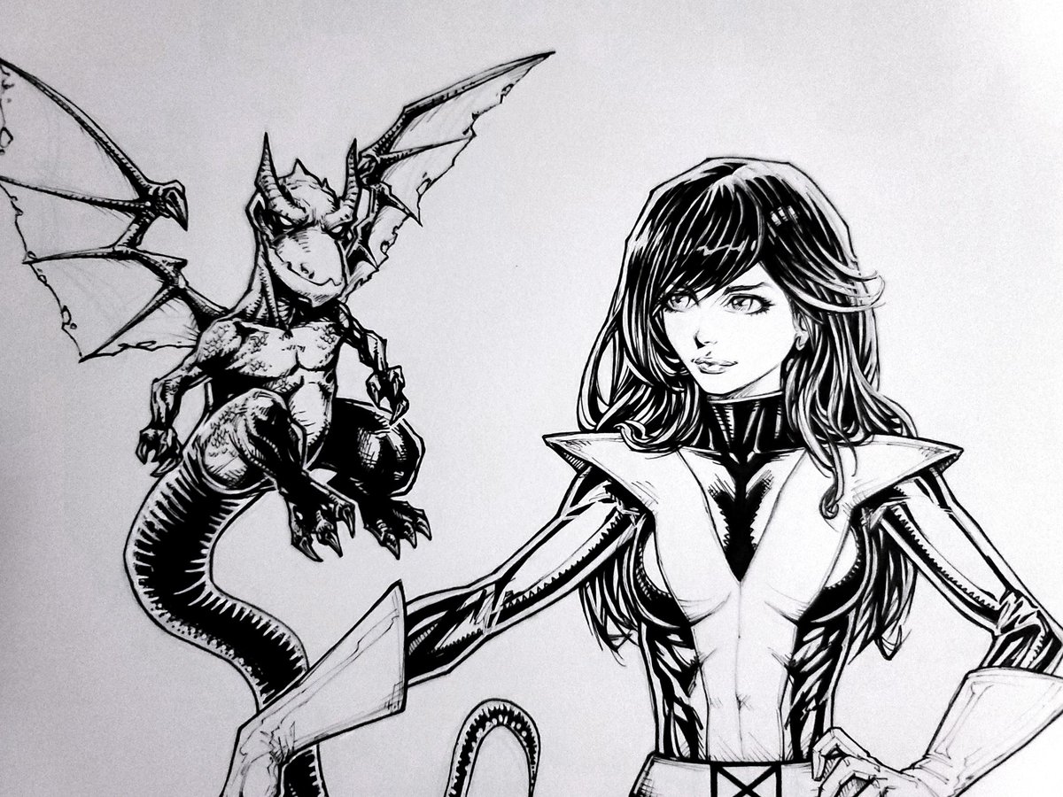 Inking practice with Ms. Kitty Pryde! Just phasing trough!✏️✒️