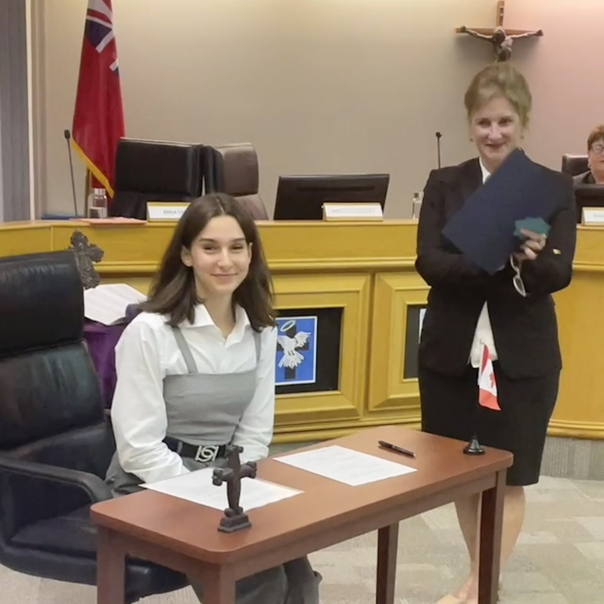 DPCDSB Student Trustees Leroy Onuoha and Dea Sokoli were sworn in for their second consecutive term of office at the DPCDSB’s Regular Meeting this evening.

Congratulations to Leroy and Dea on their election for the 2022-2023 school year!