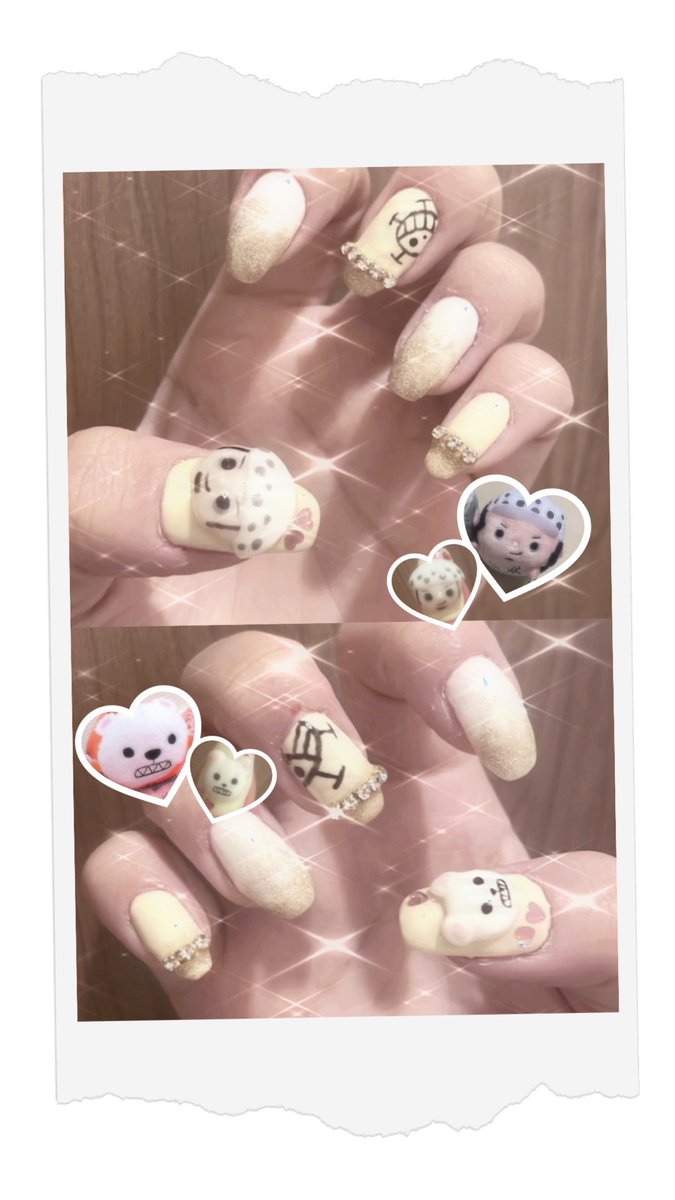 __01ch's tweet photo. わー！お爪にローベポ宿した🐯🐻‍❄️
人生初の黄色でソワソワする( т ̫ т)♡
右手にマーク書くの下手すぎて死んだしスクエア似合わんから次からオーバルに戻そ🥲 https://t.co/FnJlXLFppO