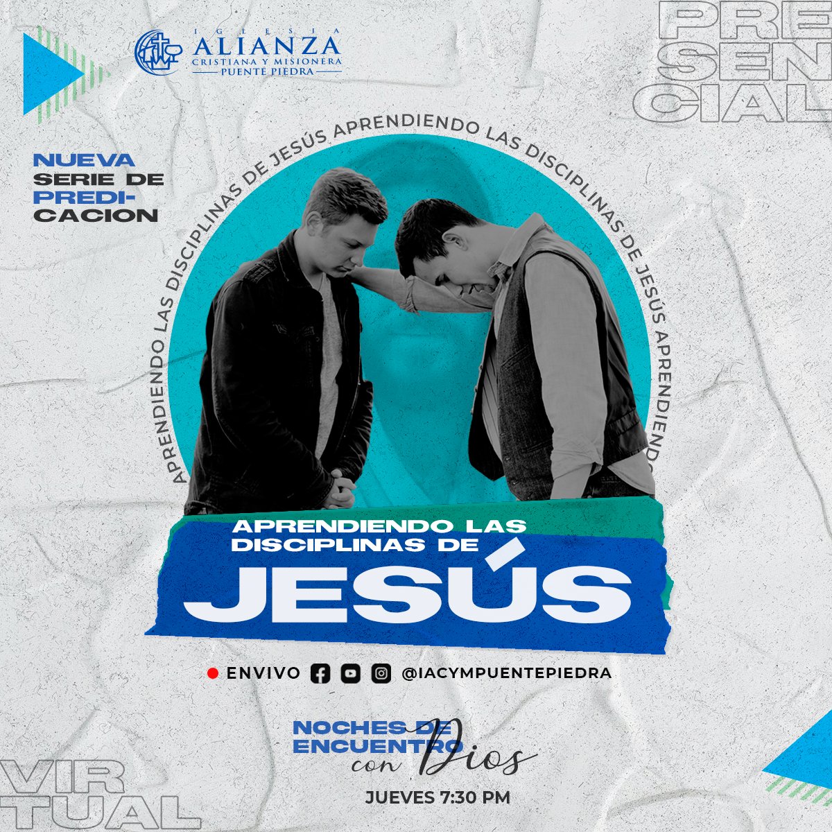 iacympp's tweet photo. Iglesia, este jueves iniciamos con una nueva serie de enseñanzas en la Noche de Encuentro con Dios, "Aprendiendo las Disciplinas de Jesús".
Te esperamos desde las 7:30 pm en nuestro templo y conéctate a la transmisión en vivo en cualquiera de nuestras plataformas.
#SomosIACYMPP https://t.co/n7TogDjIU6