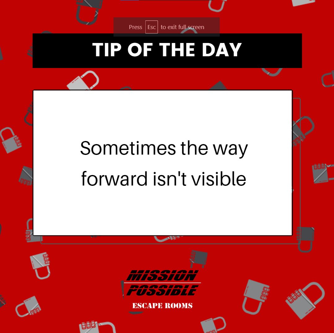 MPEscape's tweet photo. Keep this in mind during your next game! #missionpossibleescaperooms2 #tuesdaytip https://t.co/YQf8IgtFA9
