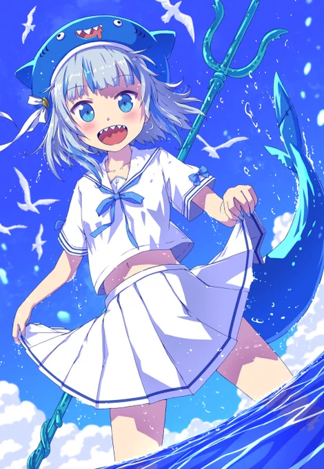 セーラー服ぐらちゃんお絵描き#gawrt #gawrgura #がうる・ぐら 