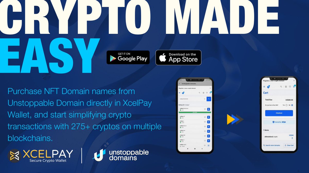 unstoppableweb's tweet photo. . @XcelPayWallet just made purchasing NFT Domains that much easier! 

You can now shop @unstoppableweb domains directly within the XcelPay Wallet 🙌🙏

Check it out 👀 👀 👉 https://t.co/GNJ6rgFnon https://t.co/CPBJf4YL9b