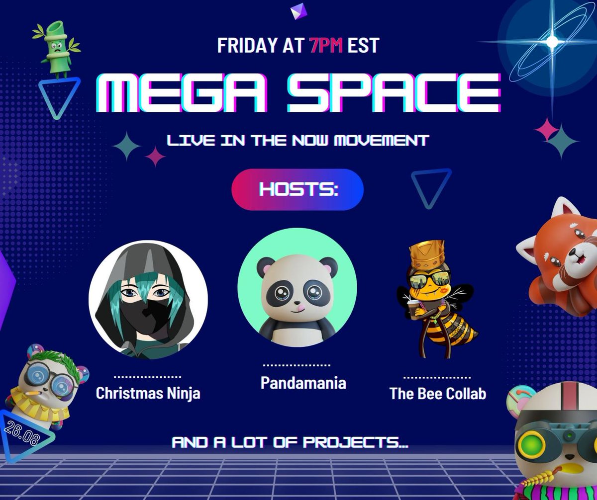 🎉Want to win $100 in ETH!?🎉 1. FOLLOW @PandaMania_NFT + @TheBeeCollab + @christmasninja 2. ❤️, RT + TAG 3 3. Set reminder for & BE IN THE SPACE BELOW ⬇️ twitter.com/i/spaces/1dRKZ… BONUS: JOIN OUR DISCORD discord.gg/christmas-ninj… SAY 'PANDABEE' FOR A CHANCE TO WIN A GOLDEN TICKET!
