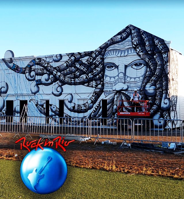 Cadumen's tweet image. Trabalho em andamento aqui no #RockinRio2022 quem for no Rock District vai se supreender com muita arte na parede !! #graffiti #streetart #netuno #artederua #neptune #poseidon #cadumen #riodejaneiro #rio #sprayart #spray #arte #art #brasil #rockinrio