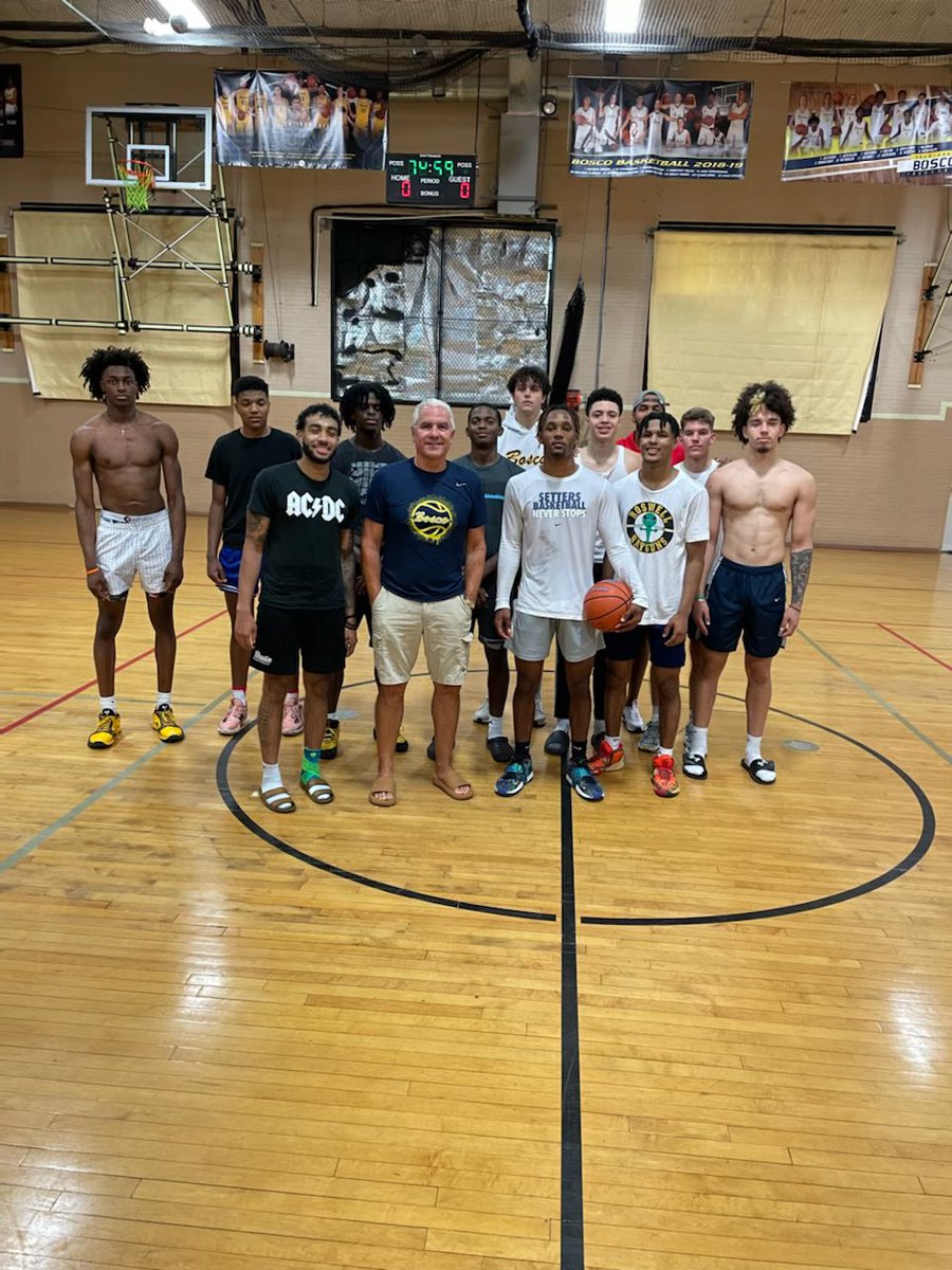 Always great to have our alumni in the gym hoopin with the next generation. Roman Penn,Harold Woods ,Ola Ajiboye and Chaz Harvey are great examples of what commitment to the game can bring. Stay Hungry Stay Humble Dream Big! BoscoFam