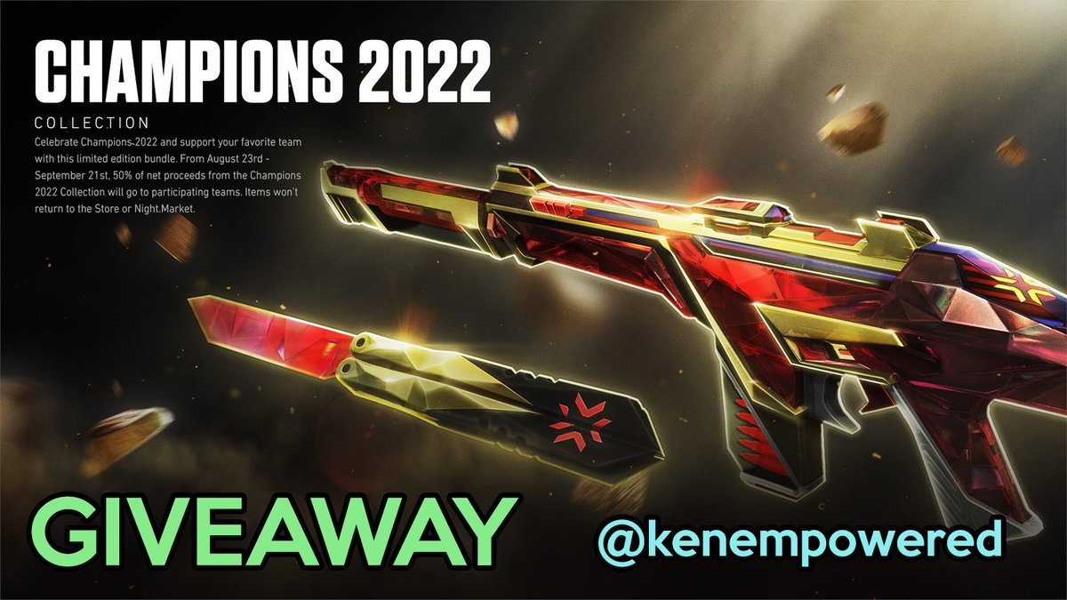 KenEmpowered's tweet image. 🎁Valorant Champions Bundle 2022 (Limited Edition) Giveaway!🎁

✅Follow @KenEmpowered
✅Like &amp;amp; Retweet
✅Tag 2 Friends

Winner chosen 9/6 (Paypal required)