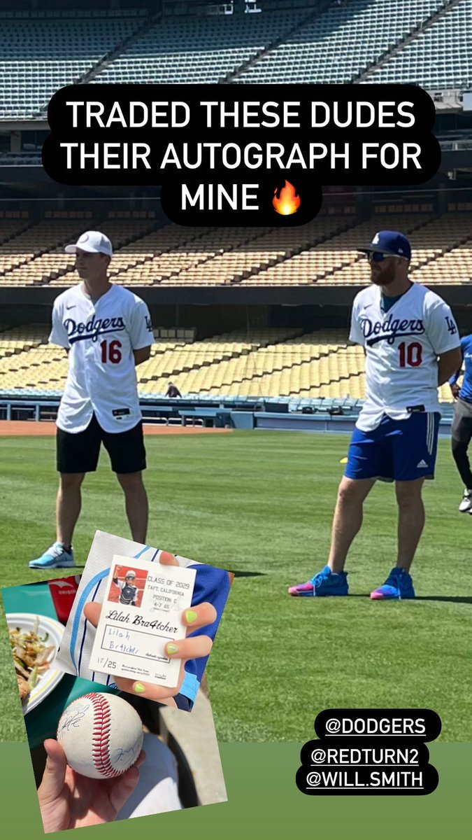 MaggieLve's tweet photo. @Dodgers @BankofAmerica @redturn2 @will_smith30 BR4TCH #4 had the best time! Thanks @Dodgers  and @redturn2 @will_smith30 she was so pimped to trade autographs with you! https://t.co/7p8SxjzU7W