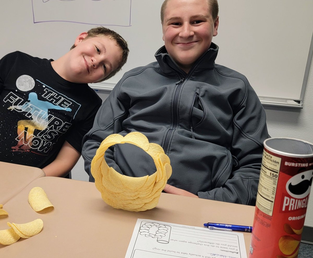 MrsPendleton_GT's tweet photo. I always love doing the Pringles Challenge at the beginning of the year! It's such a great team/partner building activity and the kids have a blast! #PringlesChallenge #Pringles #Learning #teambuilding #STEM https://t.co/MIvvOuOFZL