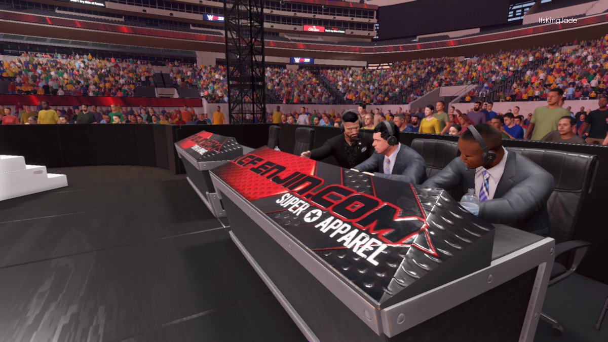 WeAreDesirePro's tweet photo. In a week I will switch the apron and tell the tech guys to change the trons to reveal what special arena this is. 
-@HeelJaden  
#XCFJoinTheFed
#SuperStarApparel 
#WeAreDesirePro https://t.co/XjroiqHYSn