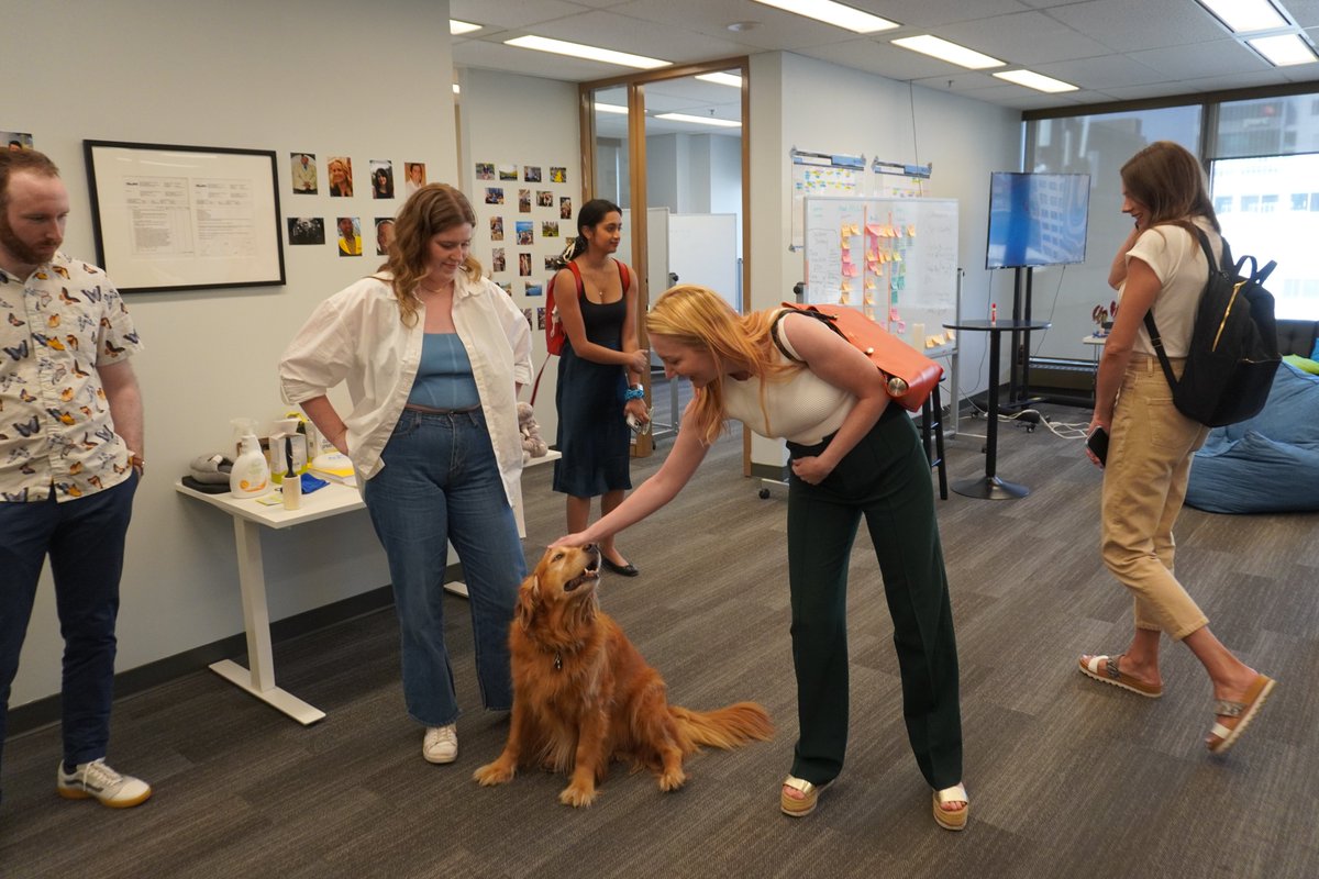 UrbanLogiq's tweet photo. A lovely visit from @JenOConnell_ today! Dogs were pet, laughs were had, and the conversation flowed around #BuildingBetterCommunitiesWithData 💚💙 https://t.co/0sHWdD6r09