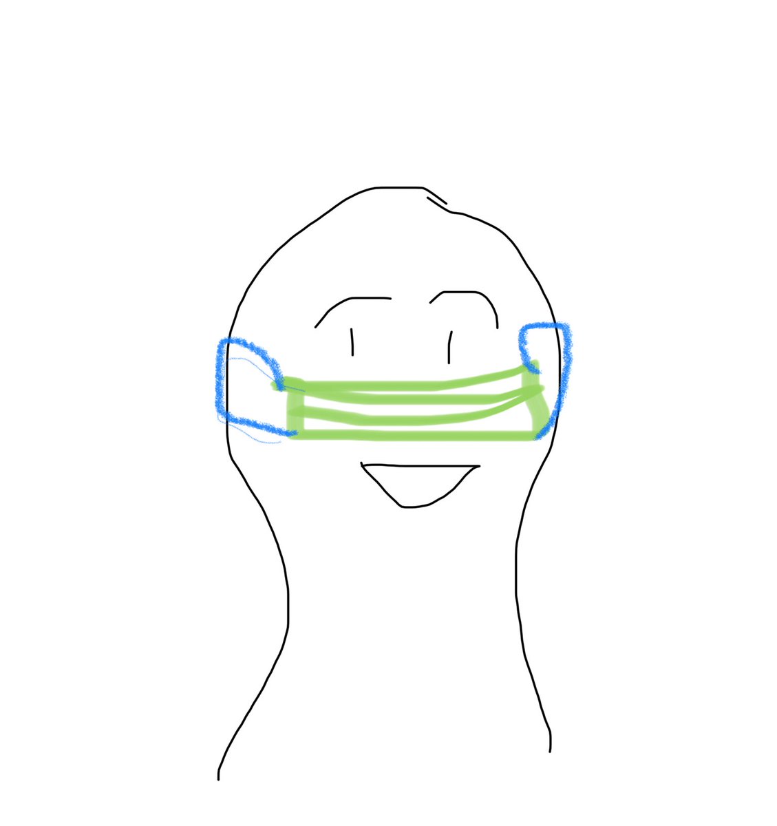 ALBellinghausen's tweet photo. Was illustrating the way my (very sweet) patient was wearing her mask at the time I walked into clinic today, and my wife laughed at my thumb-shaped human. Glad an art degree is not required to be a pulmonologist… https://t.co/qAoqupQ2S4