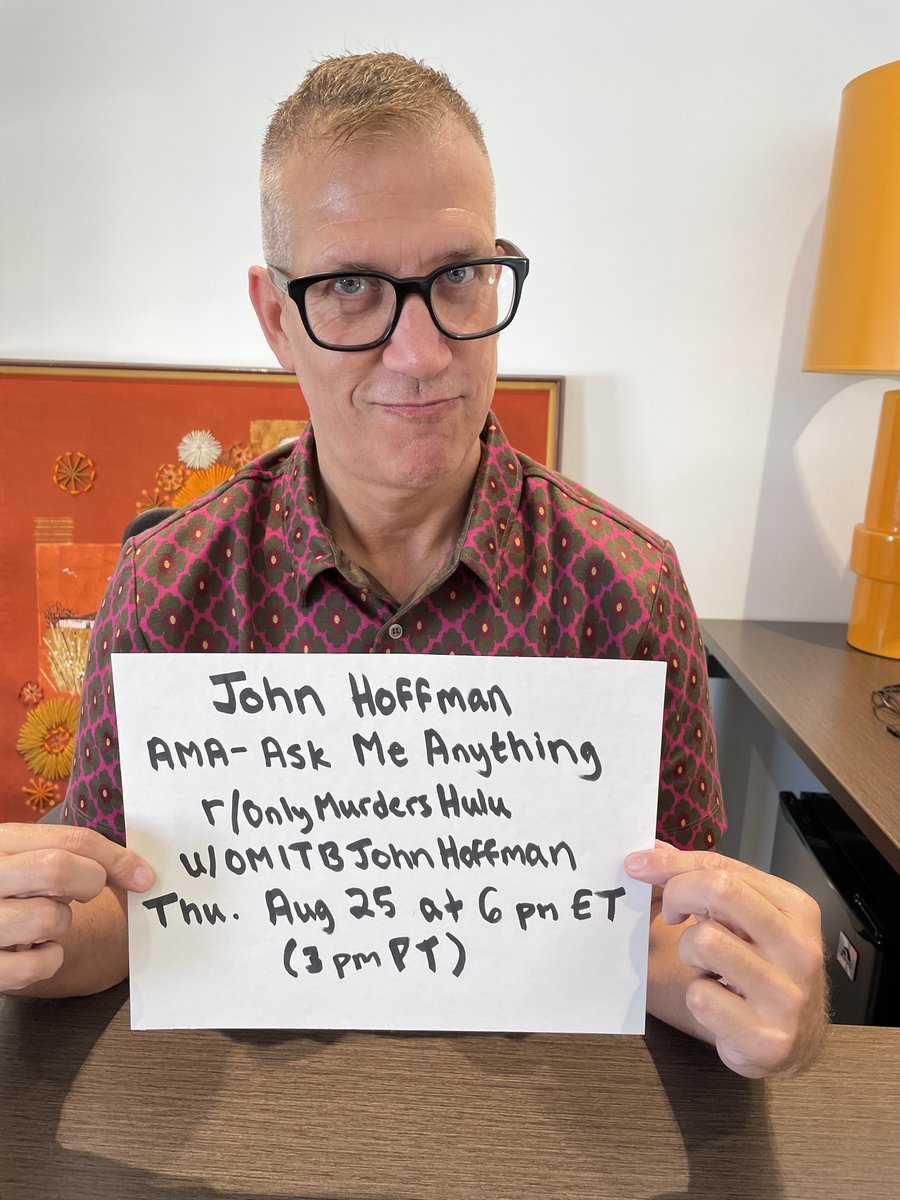 OnlyMurdersHulu's tweet photo. Mark your calendars, people! Now’s your chance to ask @JohnnyHoffman anything you want! https://t.co/Nzps280ZKe https://t.co/6vkULdBiWv