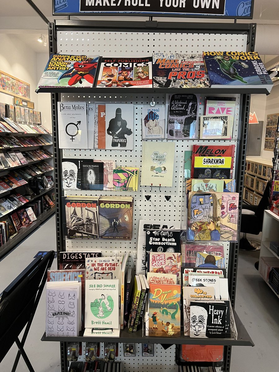 pattonoswalt's tweet photo. What a pleasure! And what a great trove of local, self-published artists you have on your shelves! Thanks @nbrhdcomics!!! https://t.co/cWzrc6dq3I