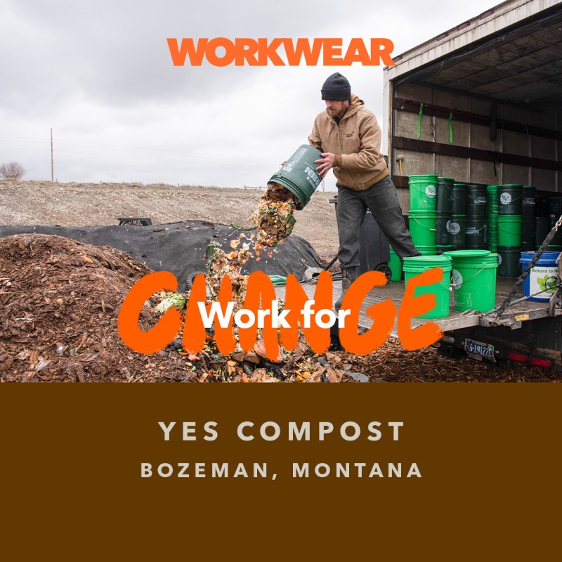 patagonia's tweet photo. Sending food scraps to the landfill is basically composting, right? Wrong. They produce methane, a greenhouse gas 30-50 times more potent than carbon dioxide. Learn how Yes Compost offers weekly food scrap pickups for homes and businesses, then lets worms do their thing.