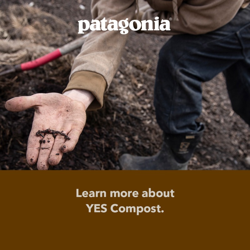 patagonia's tweet photo. Sending food scraps to the landfill is basically composting, right? Wrong. They produce methane, a greenhouse gas 30-50 times more potent than carbon dioxide. Learn how Yes Compost offers weekly food scrap pickups for homes and businesses, then lets worms do their thing.