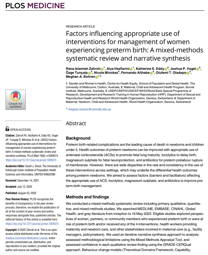 ranazahroh's tweet photo. 🌟New paper🌟For anyone passionate in improving #pretermbirth outcomes, our new paper have collated factors affecting appropriate use of 4 important interventions (#ACS, #tocolytics, #MgSO4, #antibiotics) for preterm births management globally. ➡️https://t.co/nCl2tPAMCn https://t.co/AK2EyL9r42