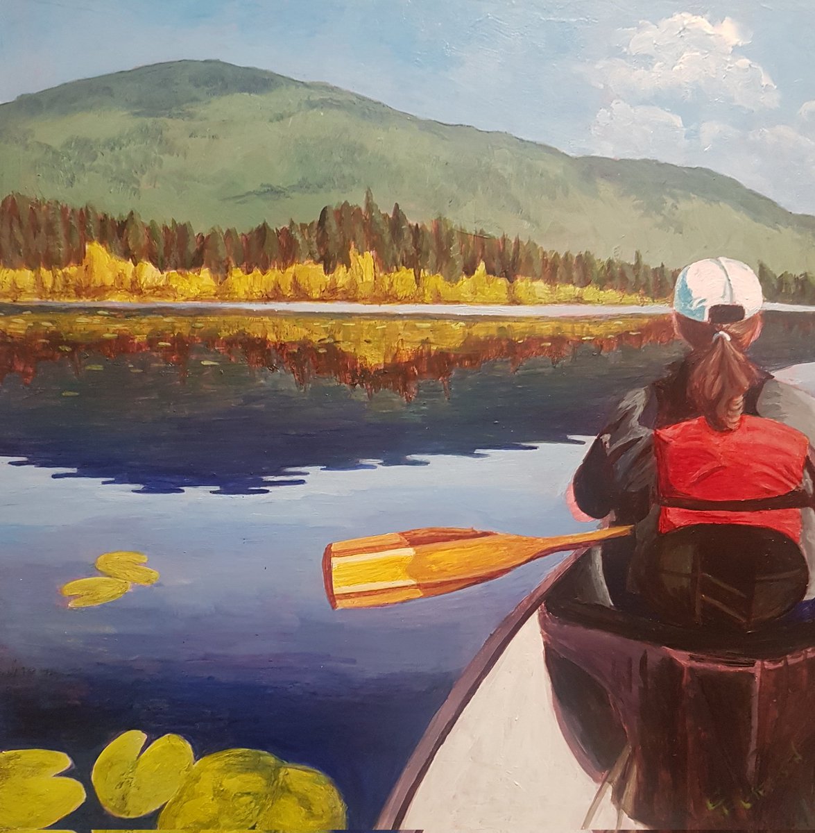 A new acrylic painting, Lady of the Lake. #ebonyartworkz #canadianart