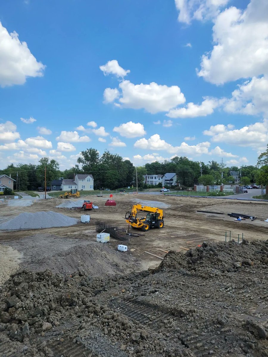 StoryConstrct's tweet photo. This is what progress looks like! The DMPS Community Stadium at Drake University project team has completed the foundations for the NW building and installed the retaining walls to the north of that building. Great work, everyone! https://t.co/k8r5zx5SHb