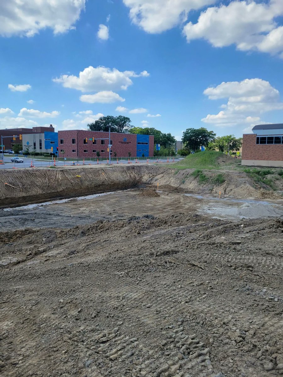 StoryConstrct's tweet photo. This is what progress looks like! The DMPS Community Stadium at Drake University project team has completed the foundations for the NW building and installed the retaining walls to the north of that building. Great work, everyone! https://t.co/k8r5zx5SHb