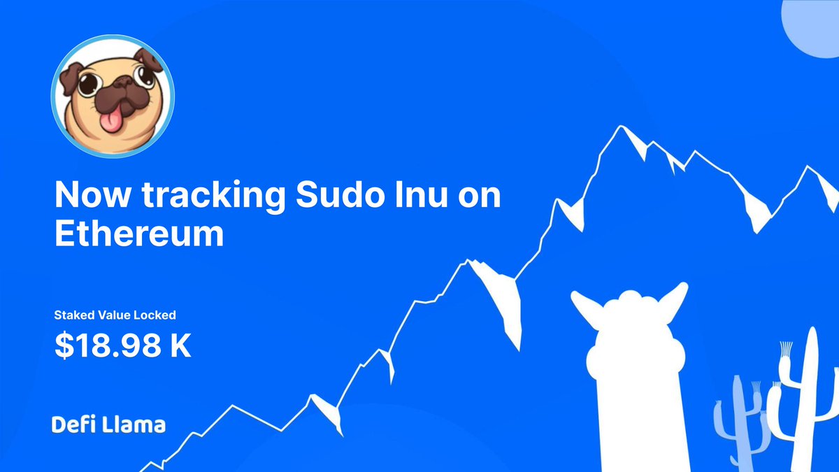 DefiLlama's tweet photo. Now tracking @sudo_inu on @ethereum 

Stake Sudo Tokens to earn SNACKS tokens

https://t.co/puPEKH912Z https://t.co/3kxNFJZjk5