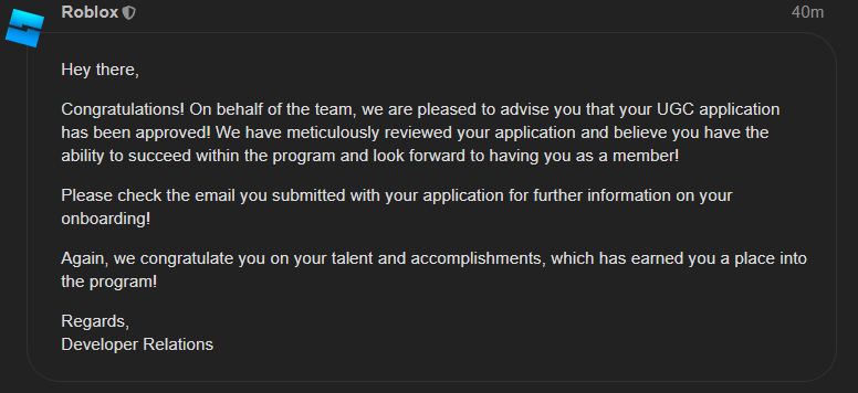 Can't express my feelings enough. All I can say is I'm very honored and feel lucky that I became a part of this community as an UGC Creator. It's time to work harder than ever! ♥️
#Roblox #RobloxDev #RobloxUGC #UGCConcept