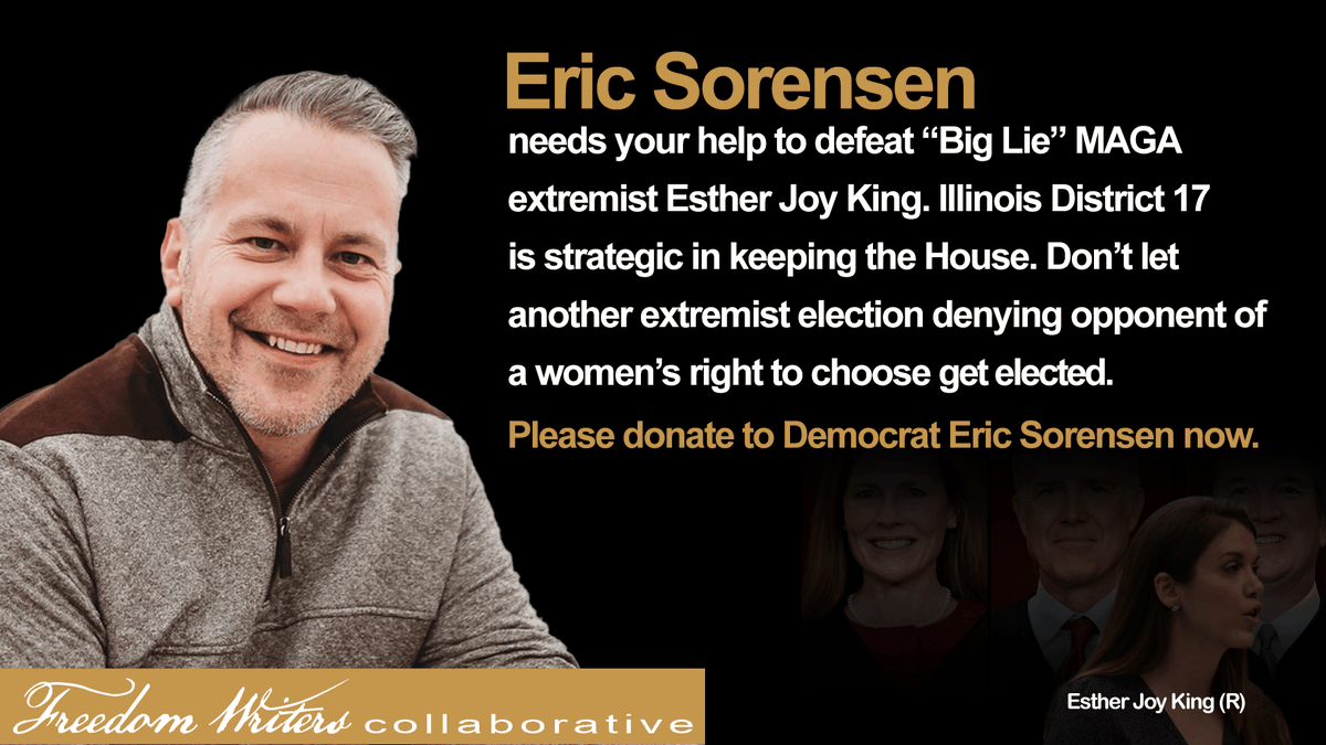 FreedomWritersC's tweet photo. Women's right to choose is at stake in November. 

Sorensen's opponent wants a national abortion ban. 

Elect Sorensen to stop forced birth by 10-year-old rape victims. #FWC-wrnf

Donate: https://t.co/1fcMqU1K7A https://t.co/v4Ijji3Hbt