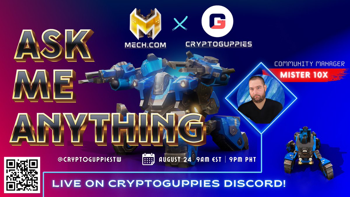 10XGamingGuild's tweet photo. 🎙 DISCORD AMA │ MECH NFT GIVEAWAY ��

 CRYPTOGUPPIES ⚔️ https://t.co/v3DgjM0MAD

For this day, we've got a handful of AMAs with https://t.co/6DLvtLqpue! The first one will be later at 9PM PHT on the discord of Cryptoguppies!

🔗: https://t.co/CGKvKtLcVE

WAGMI, fam! https://t.co/KZVZ5uh5Lb
