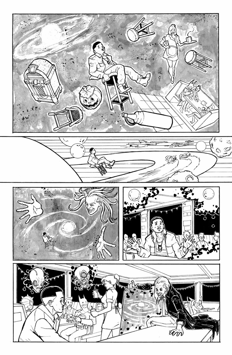 aselafun's tweet photo. MIB: “Devil in the diner”
✏️🎨

Written by Matt Truex @Mattruex 
Line art: Me 😊
#mib #makecomics https://t.co/YaOyJ1H1a2