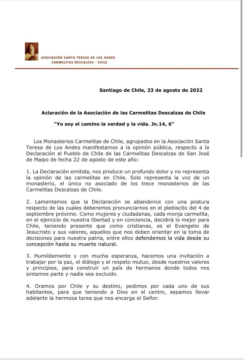 _Gastonkl's tweet photo. Rene Naranjo hablando de las monjas disidentes de Dan José de Maipo y.
Quedando en vergüenza con la fake news.
Acá la declaración de la Asociación de los 12 conventos carmelitas descalza.
#sinfiltros_tv #RechazoTransversal
#Fakenews #Apruebo #Rechazo
#ccnchile #t13 #CHVNoticias https://t.co/CrVJ9tlBSN