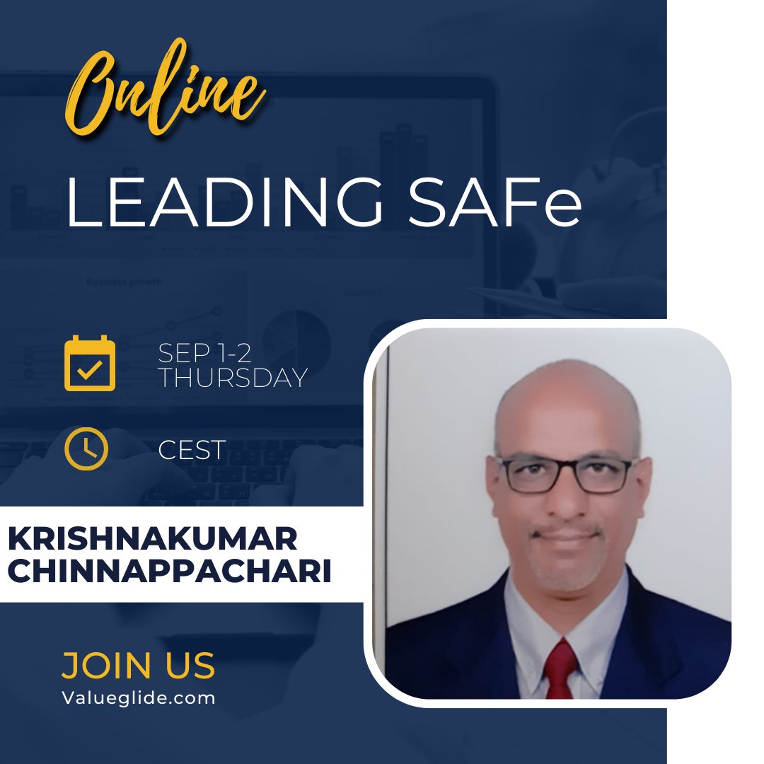 valueglide's tweet photo. Enroll now for Leading SAFe
Booking Link : https://t.co/iob9484MVu
Contact us at :coursebooking@valueglide.com /+91 7034564677
#safe #scaledagileframework #scaledagileindia #agile#safeagilist #safetraining #scrummaster #popm #productowner #valueglide
Enroll now! https://t.co/iKt7eybd8L