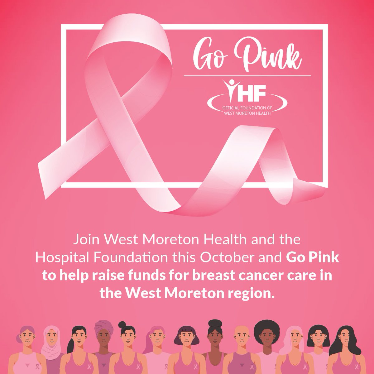 HospitalIpswich's tweet photo. You're invited to Go Pink with us this October! After a successful Go Pink campaign last year, we're back bigger, better, and pinker than ever! We need your support to Go Pink and raise funds for breast cancer care at West Moreton Health. 
Go Pink at https://t.co/yOMboywuZN https://t.co/FfAYCqYqda