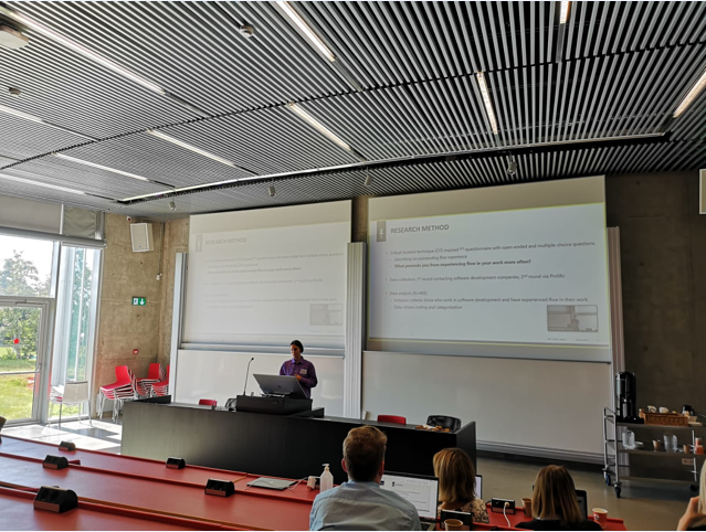 cpss_jyu's tweet photo. Best student paper award, congratulations Saima&amp;co!

Saima Ritonummi presenting "#Flow #barriers: What prevents #software #developers from experiencing flow in their work?" co-authored with Valtteri Siitonen, Markus Salo and Henri Pirkkalainen. #STPIS'22 conference at Reykjavik. https://t.co/mnzgiYo94y
