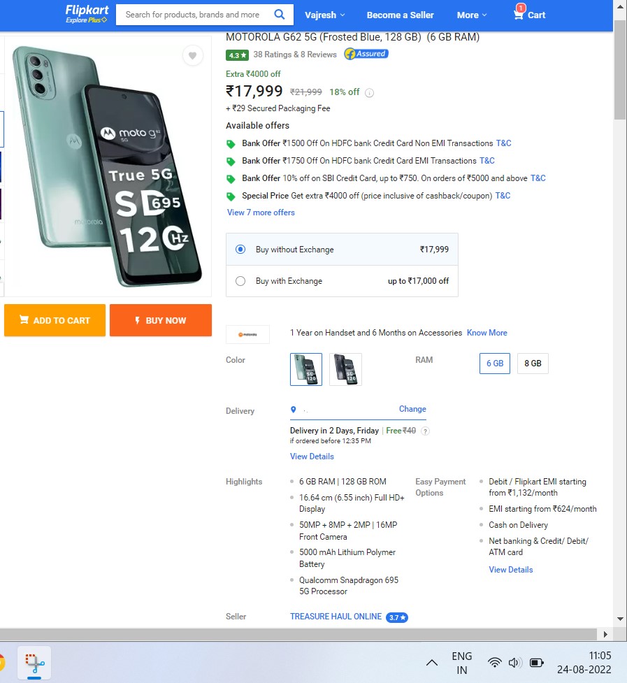 Vajresh's tweet photo. @flipkartsupport the seller hasn't dispatched my order yet for a week but providing 2 day delivery for orders placed today. Order OD125774603247429000. How fair is it on part of the seller? doesn't make sense to cancel and place a order today to get a delivery in 2 days then? https://t.co/LlGptyGodg