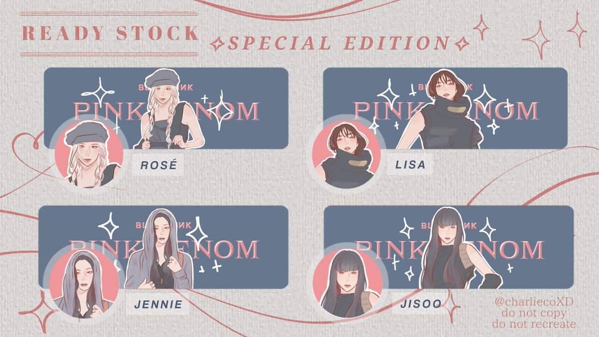 Bantu rt yaa?? Makasiii orang baikk ^^

Haii Charlie balik nge ba lagi di akun ini dengan membawa layout ready stock full handrawn special edition Blackpink venom ;) 

18k/ea aja :3 bisa dm hari ini jam 17.30 wib! 

#zonauang #zonajajan #zonaba