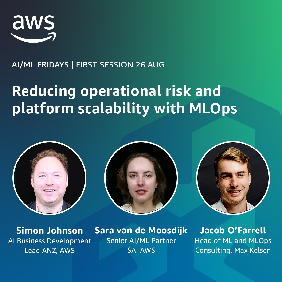 🤖 This Friday is an AI/ML Friday! MLOps is not just technology - it’s about processes, people and thinking about overall governance. Join our expert speakers from AWS and <a href="/maxkelsen/">Max Kelsen</a> this Friday 26 Aug for an educational and technical session - go.aws/3TagOEh