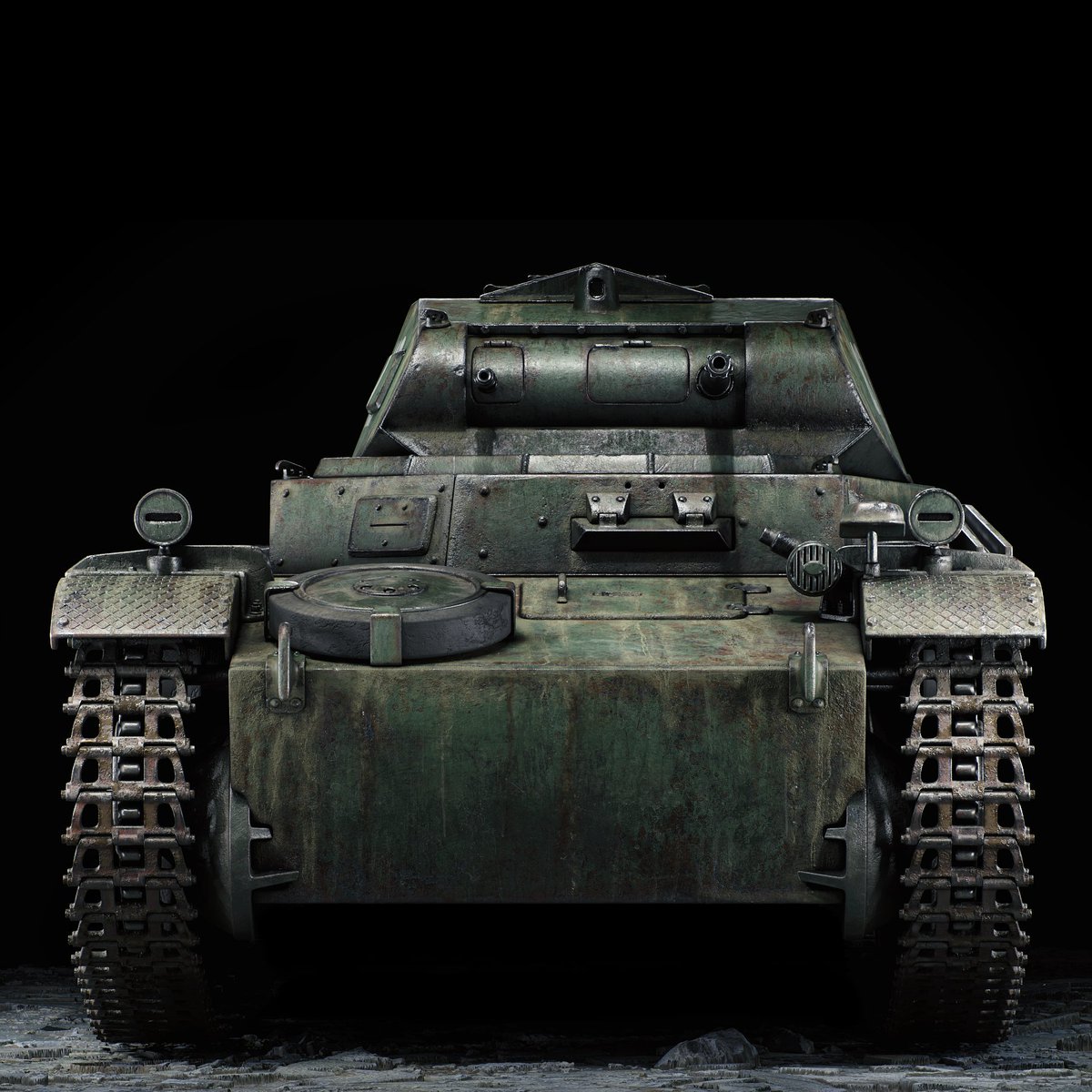 MaxRoetzler's tweet photo. Old Panzer II model, retextured with #SubstancePainter. A few more images on #artstation https://t.co/aZDXXqh30L https://t.co/uN125C43OW