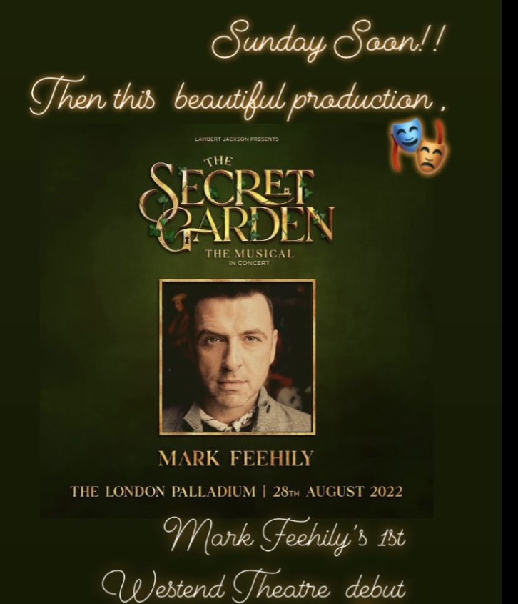 EricaSm89158676's tweet photo. Sunday Soon!! & #markfeehily is in #thesecretgarden at the #londonpalladium starring with #hadleyfraser #alexthomassmith #maiyaquansahbreed #emmawilliams & many more!✨very exciting! Tickets on the bio link of @MarkusFeehily 🎭👏👏 https://t.co/5R3ZdJqLB9