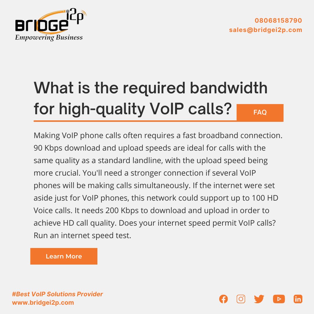 bridgei2p's tweet photo. #FAQsSeries
Get answers to everything you want to learn about #VoIP.
Call: +918068158790
Email us: sales@bridgei2p.com
Website: https://t.co/8nsCPdaCsu
#VoIPFAQs #VoIPcalls #internetspeed #HDVoiceCalling #businessphone https://t.co/nLScfidF13